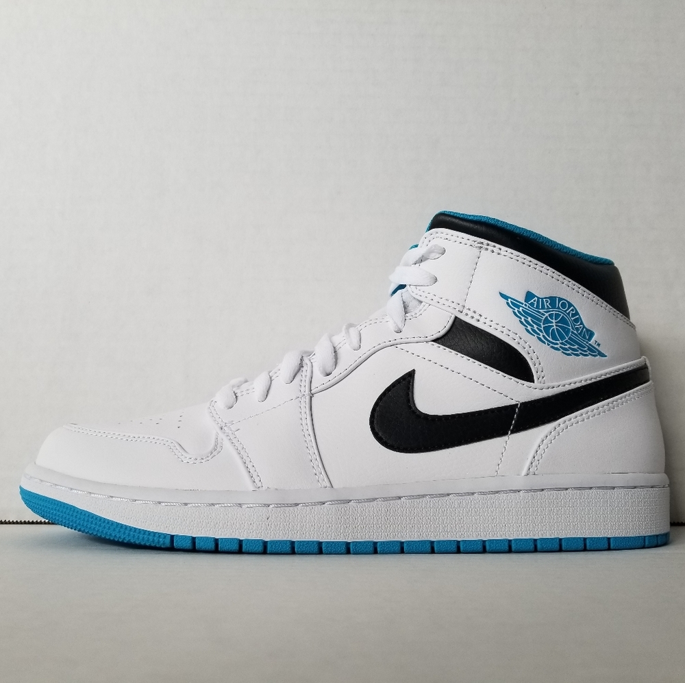 Nike Air Jordan 1 Mid White Laser Blue Men's 10 - Picture 2 of 10